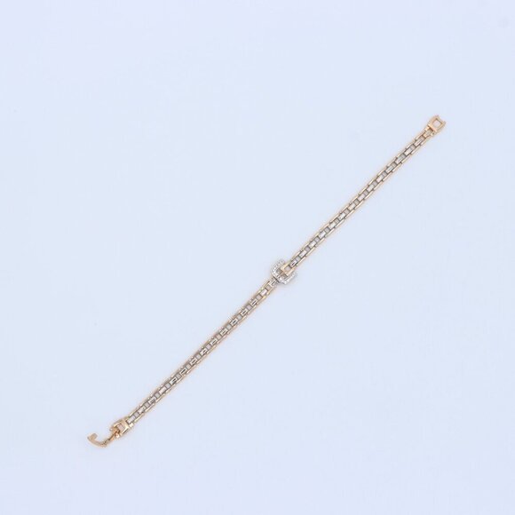 "Elegant Rose Gold Bracelet with Sparkling U-Shaped Center Charm, XPBL0734 - Picture 3 of 12